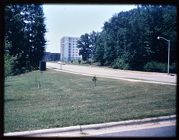 Slide of College Hill and Tyler Dormitory